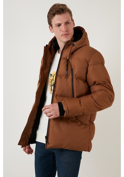 Buratti Kapüşonlu Suya Ve Rüzgara Dayanıklı Soğuk Geçirmez Slim Fit Erkek Mont 5717101 Taba