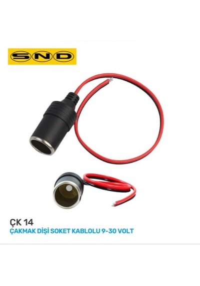 9 Volt - 30 Volt Unıversal Kablolu Dişi Çakmaklık Yuvası - 2 Adet