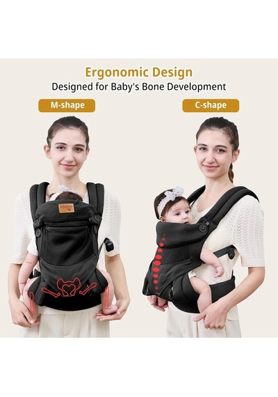 Vrbabies Ergonomik ve Nefes Alabilen Bebek Taşıyıcı Ayarlanabilir Bel Kemeri ve Başlık Portbebe