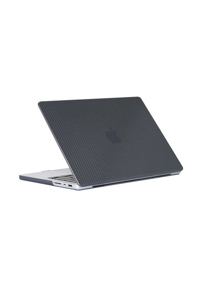 Apple Uyumlu MacBook Pro 14.2 2023 A2779 Zore Msoft Carbon Fiber Tasarımlı Kapak Siyah