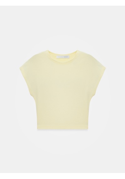 Dilvin 30528 Modal Pamuklu T-shirt-açık Sarı Açık Sarı