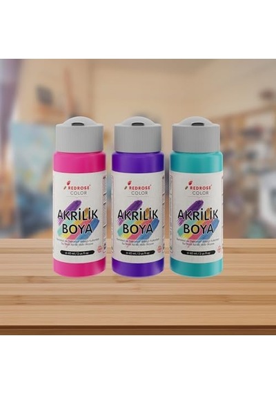 Mor, Fuşya, Turkuaz Akrilik Boya 3&apos Lü Set 3x60 Ml