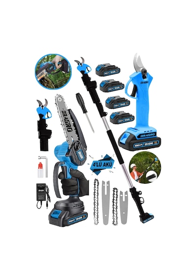 Dragro DRG-598tls Mavi 4x4 598 Vf 20Ah 2li Set 4 Akülü Teleskopik Ağaç Dal Kesme Budama Makası