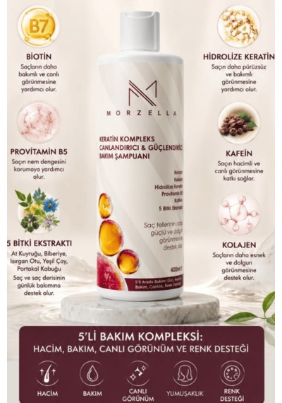 Keratin Ve Kolajen İçerikli Dolgunlaştırıcı Canlandırıcı Şampuan 400 Ml Tüm Saç Tipleri