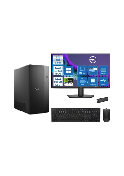 Dell Tower Essential QVT1260 BTO-01400721P17-126270721P17 i7-14700 48 GB 512 GB SSD GT1030 27" W11P Masaüstü Bilgisayar + USB Bellek