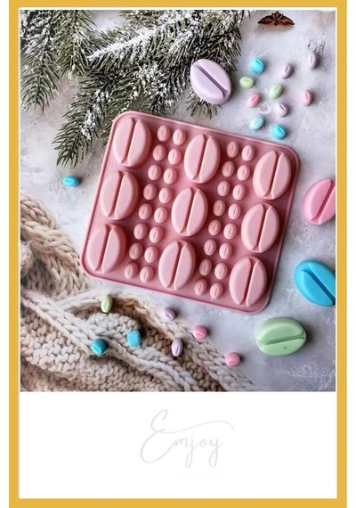 Yeni Büyük Ve Küçük Kahve Çekirdeği Silikon Buz Çikolata Şeker Jöle Kalıbı - 3d Silikon Kalıp Pembe
