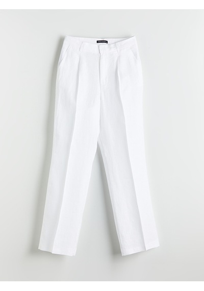 Lcw Modest Beyaz Loose Fit %100 Keten Kadın Pantolon