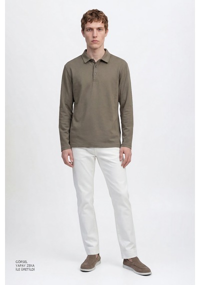 Altınyıldız Classıcs Erkek Hakı Pamuklu Slim Fit Dar Kesim Polo Yaka Uzun Kollu Esnek Tişört Haki Altınyıldız Classıcs Erkek Hakı Pamuklu Slim Fit Dar Kesim Polo Yaka Uzun Kollu Esnek Tişört Haki