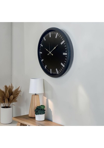 Siyah Sade & Şık 52 Cm Duvar Saati Renkli