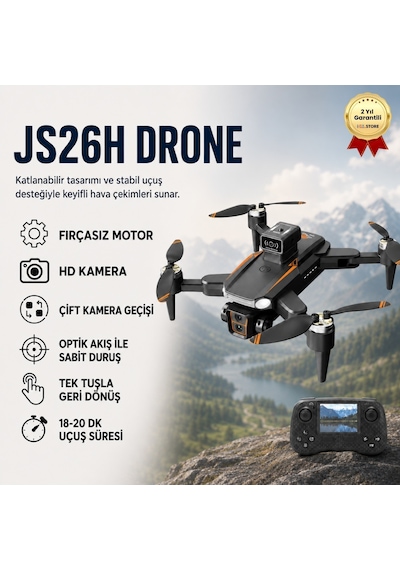 Js26h Drone, Katlanabilir, Akıllı 4k Uzaktan Kumandalı, 360 Derece Engel Algılama Uyumlu Hızlı Drone-1470
