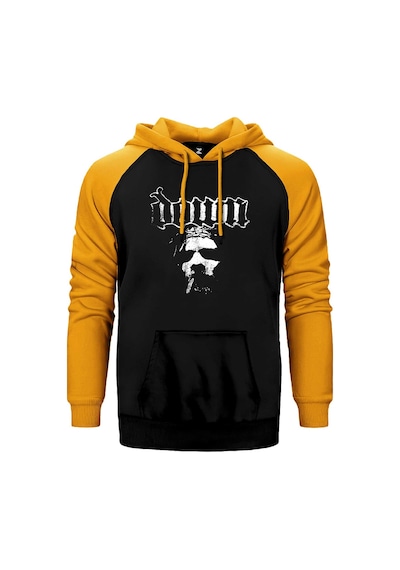 Down Jesus Face Sarı Renk Reglan Kol Kapşonlu Sweatshirt Sarı