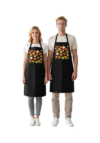 Unisex Aşçı Önlüğü Taco Guacamole Grafik Sanat Baskılı Mutfak Giy Siyah