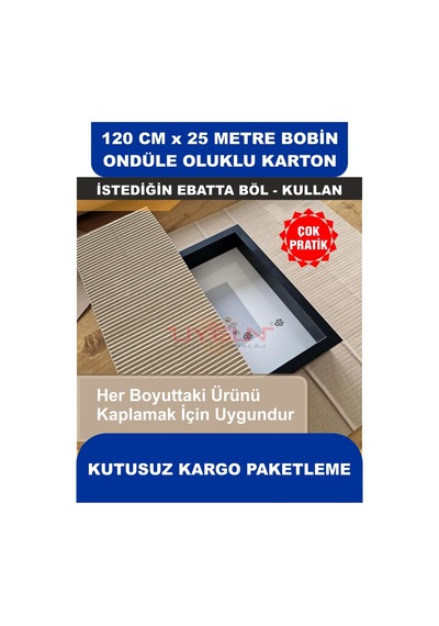 120 Cm X 25 Metre Bobin Ondüle Oluklu Karton, Kargo Kartonu, Paketleme Kartonu 25 Adet
