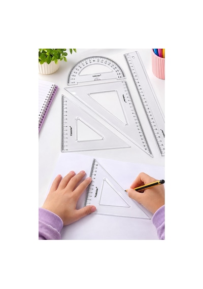 Şeffaf Plastik Gönye 30 45 60 90 Cetvel 30 Cm Açı Ölçer İletki 1 Adet Kod100 Teknik Çizim Seti Geometri Matematik