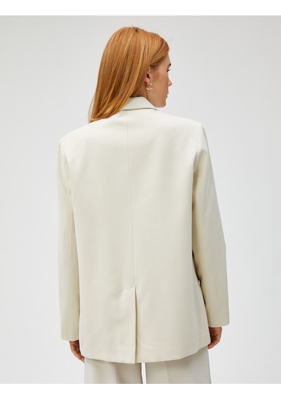 Koton Oversize Blazer Ceket Tek Düğmeli Taş 3wak50122uw 3WAK50122UW080 Taş