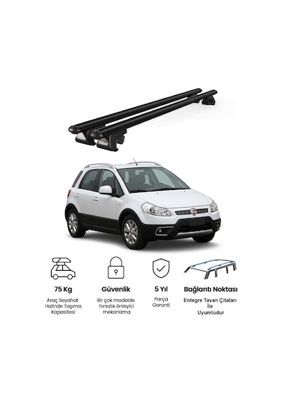 Venüs Fiat Sedici 2006-2014 Uyumlu Siyah Ara Atkı Port Bagaj Tavan Barı