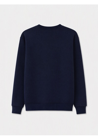 Lcw Vision Lacivert Bisiklet Yaka Baskılı Erkek Kalın Sweatshirt