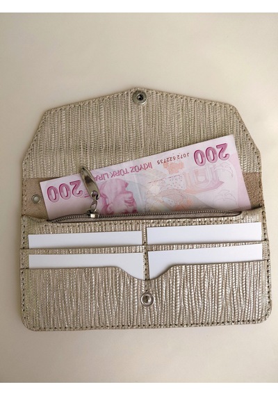 Luna Luster Hakiki Deri Gold Portföy Uzun Kadın Cüzdan Kart & Telefon & Pasaportluk Bölmeli Drc30