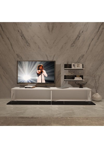 Decoraktiv Eko 4b Mdf Std Tv Ünitesi Tv Sehpası Beyaz - Siyah