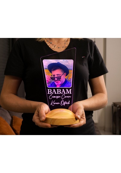 Babaya Hediye, Resimli , Babalar Günü Hediyesi, Babama Hediye,fotoğraflı Renkli 3d Led Lamba