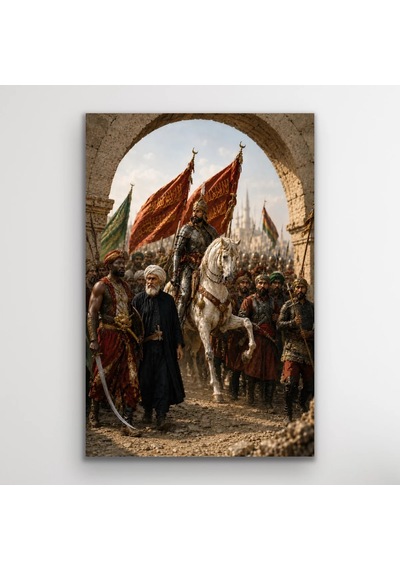 Fatih Sultan Mehmet İstanbul'un Fethi Kanvas Tablo 20x30 Cm Çok Renkli