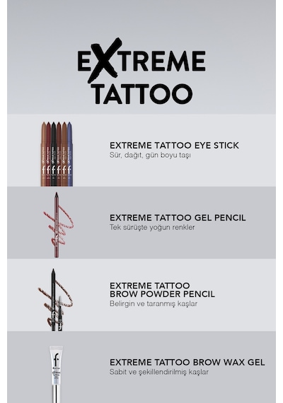 Flormar Extreme Tattoo Mat & Işıltılı Asansörlü Kalemtıraşlı Jel Göz Kalemi & Far Stick 8682536118972 002burgundy