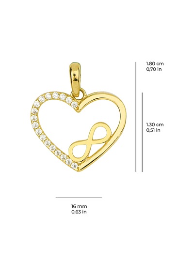 Goldkupe 14 Ayar Altın Kalp Ve Sonsuzluk Kolye Ucu 0,92 Gr-3397