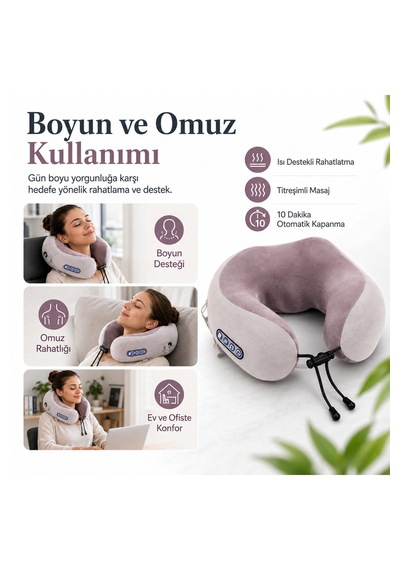 Şarjlı U Tipi Boyun Masaj Aleti Isı Ve Titreşim Özellikli Omuz Bacak Masaj Yastığı