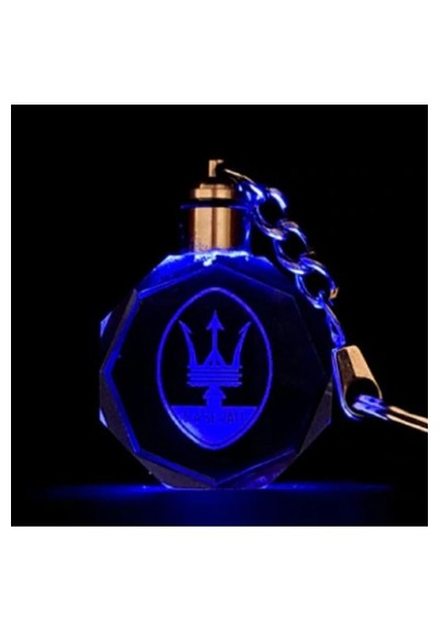 Maserati Işıklı Anahtarlık 7 Renk Şık Oto Car Keychain Kaliteli Logo Amblem