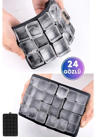 Buzluk Buz Kalıbı 6 Bölmeli Büyük Boy Silikon Pratik 24'lü Sililkon Kare Silikon Diğer