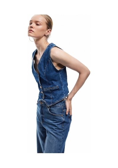Koton V Yaka Kolsuz Düğmeli Cep Detaylı Denim Yelek Orta İndigo 6wal20002md Indigo Koton V Yaka Kolsuz Düğmeli Cep Detaylı Denim Yelek Orta İndigo 6wal20002md Indigo