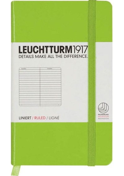 Leuchtturm1917 Not Defteri Cep Boy A6 , Sert Kapak, 187 Numaralandırılmış Sayfa, Çizgili, Lime Yeşil