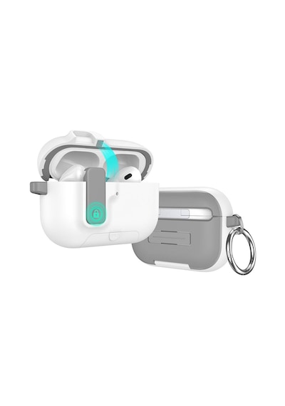 Apple Uyumlu AirPods 4. Nesil İle Kılıf Standlı Kilitli Tpu Premium Matte Trip Case Siyah