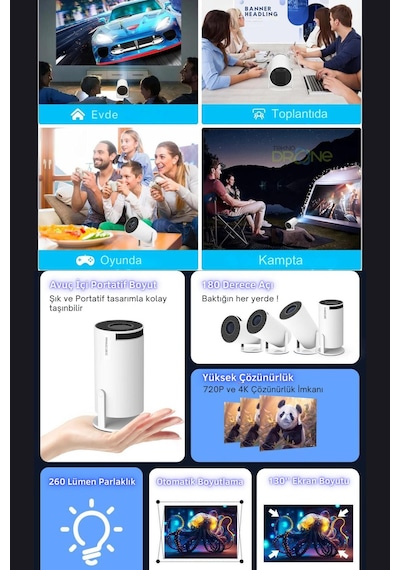 Hy300 Pro Taşınabilir Android Projeksiyon En Güncel Versiyon Wifi Destekli Akıllı Sinema Projektör Ultra Hd