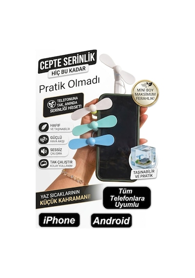 Tüm Telefonlara Uyumlu Cep Vantilatörü Fan Mini Soğutucu Tablet Powerbank İçin Pervane Vantilatör