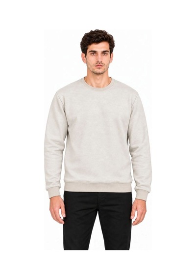Erkek 2'li Bisiklet Yaka İçi Şardonlu 2 İplik Düz Uzun Kollu Regular Fit Sweatshirt - Siyah & Gri Çok Renkli