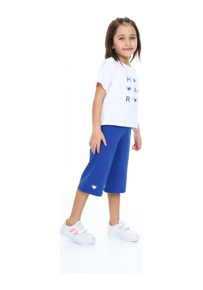 Toontoy Kids Toontoy Kız Çocuk Baskılı Kaprili Takım Saks Mavi