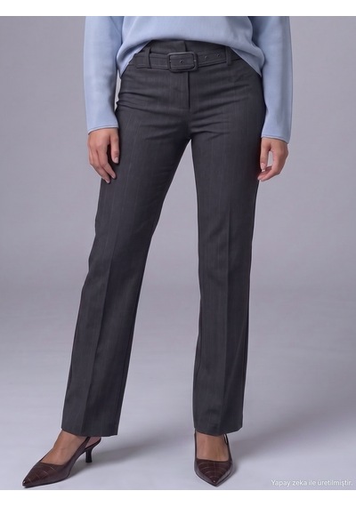 Dilvin 72790 Tokalı Çizgili Çan Pantolon-gri