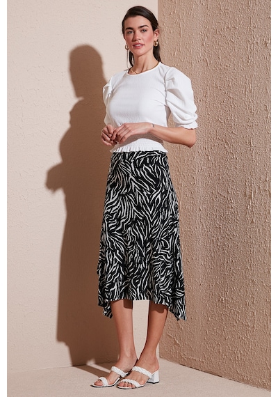 Lela Desenli Volanlı Midi Boy Bayan Etek 5869010 Zebra