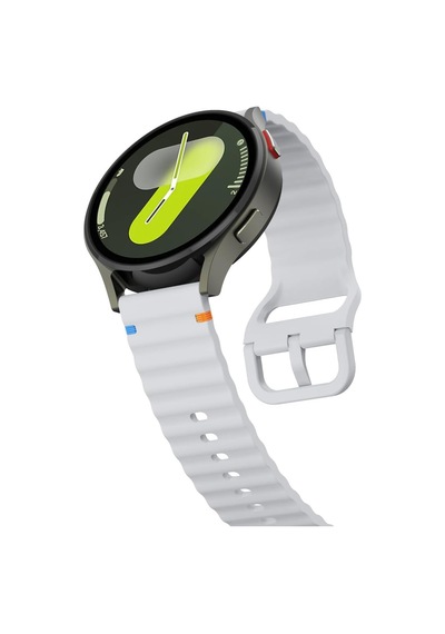 Samsung Galaxy Watch 7 40 Mm / 44 Mm/fe 40 Mm İle Uyumlu Dalgalı Dikiş Detaylı Silikon Saat Kordonu Gri 44 Mm