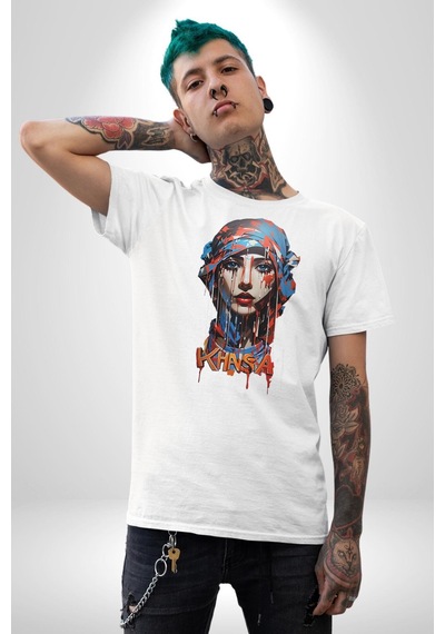 Khansa Eşarp Kadın Tasarımı Unisex Unisex Beyaz Organik Baskılı T-shirt Penye Yüksek Kalite Beyaz