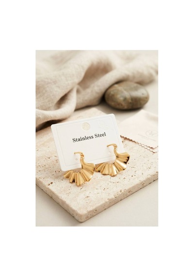 316l Çelik Gold Renk Yelpaze Model Küpe Tj-bkp12045 Evimdeyokyok