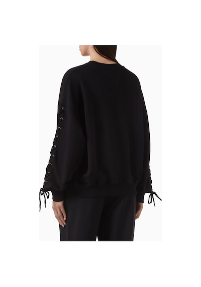 Rotate Birger Christensen Lacing Organik Kot Siyah, Oversize Kadın Sweatshirt