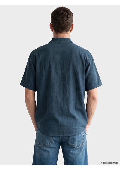 Lcwaıkıkı Classic Petrol Regular Fit Armürlü Erkek Gömlek