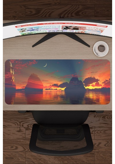 Dijital Gökyüzü V1 70x30 Xl Gaming Kauçuk Kaymaz Taban Mouse Pad Fare Altlığı