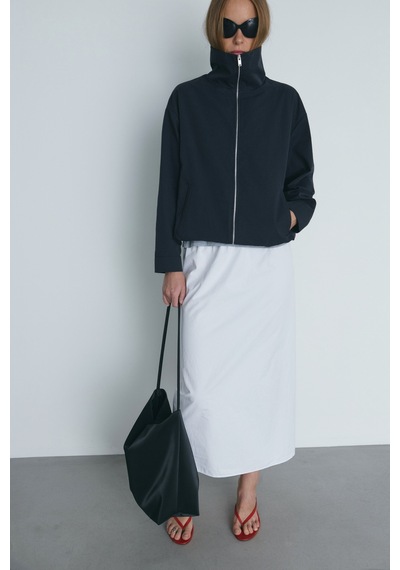Suud Collection Lacivert Nora Fermuarlı Gabardin Ceket
