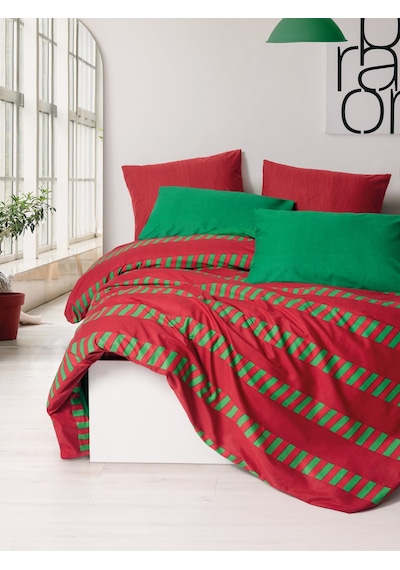 Cozy Home Festive Çift Kişilik Lastikli Çarşaflı Nevresim Takımı Holly Yeşil Yeşil