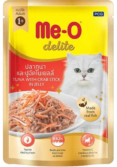 Me-O Delite Jöleli Ton Balık ve Yengeçli Pounch Yetişkin Yaş Kedi Maması 70 G