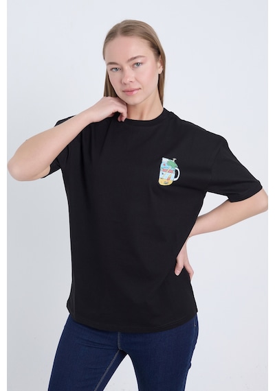 Velvoria Unisex Oversize Siyah Summer T-shirt