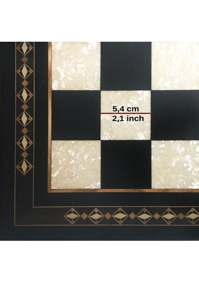 Helena Wood Art El Yapımı Masif Ahşap Sedefli Satranç Tablası 59 x 59 CM